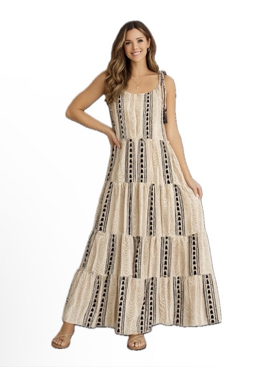 Dresses & Skirts - Yada, NWT Beige Elegant Multicolor Maxi Dress, size L/xl